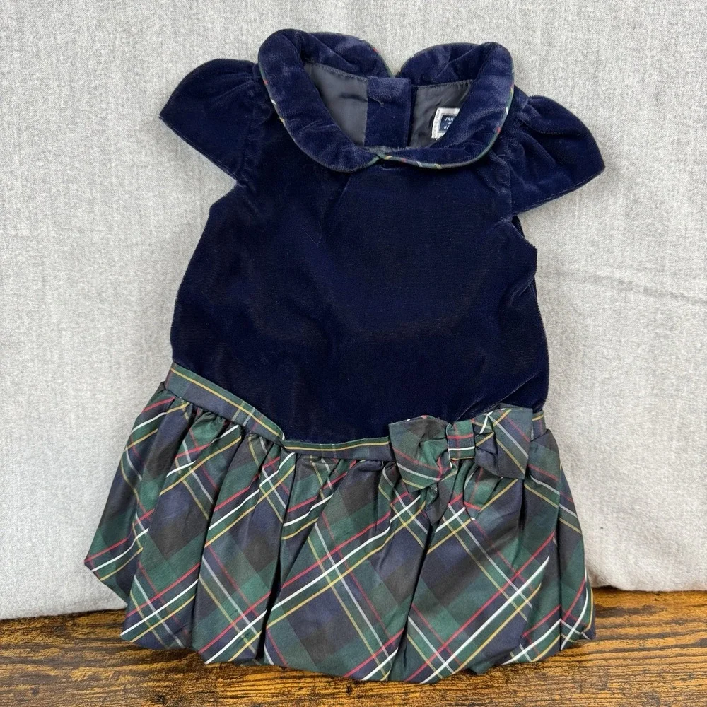 NWT Janie and Jack Dress Size 0 To 3 Months Holiday Outfit Velvet Blue